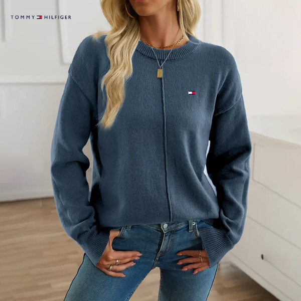 Sweter z luźnym krojem i okrągłym dekoltem
