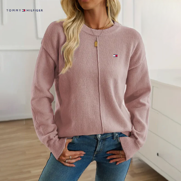 Sweter z luźnym krojem i okrągłym dekoltem